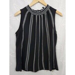White House Black Market Black Size 6 Sleeveless Embroider
